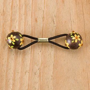 Wood hair bauble elastic- small